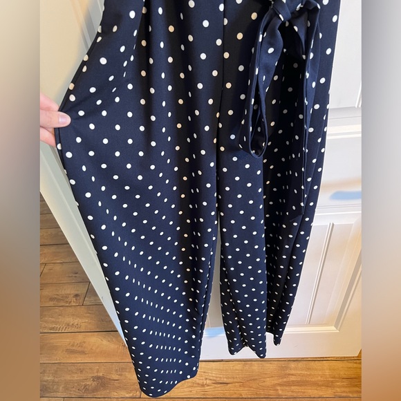 Navy Polka Dot Jumpsuit (Large) - Picture 3 of 10